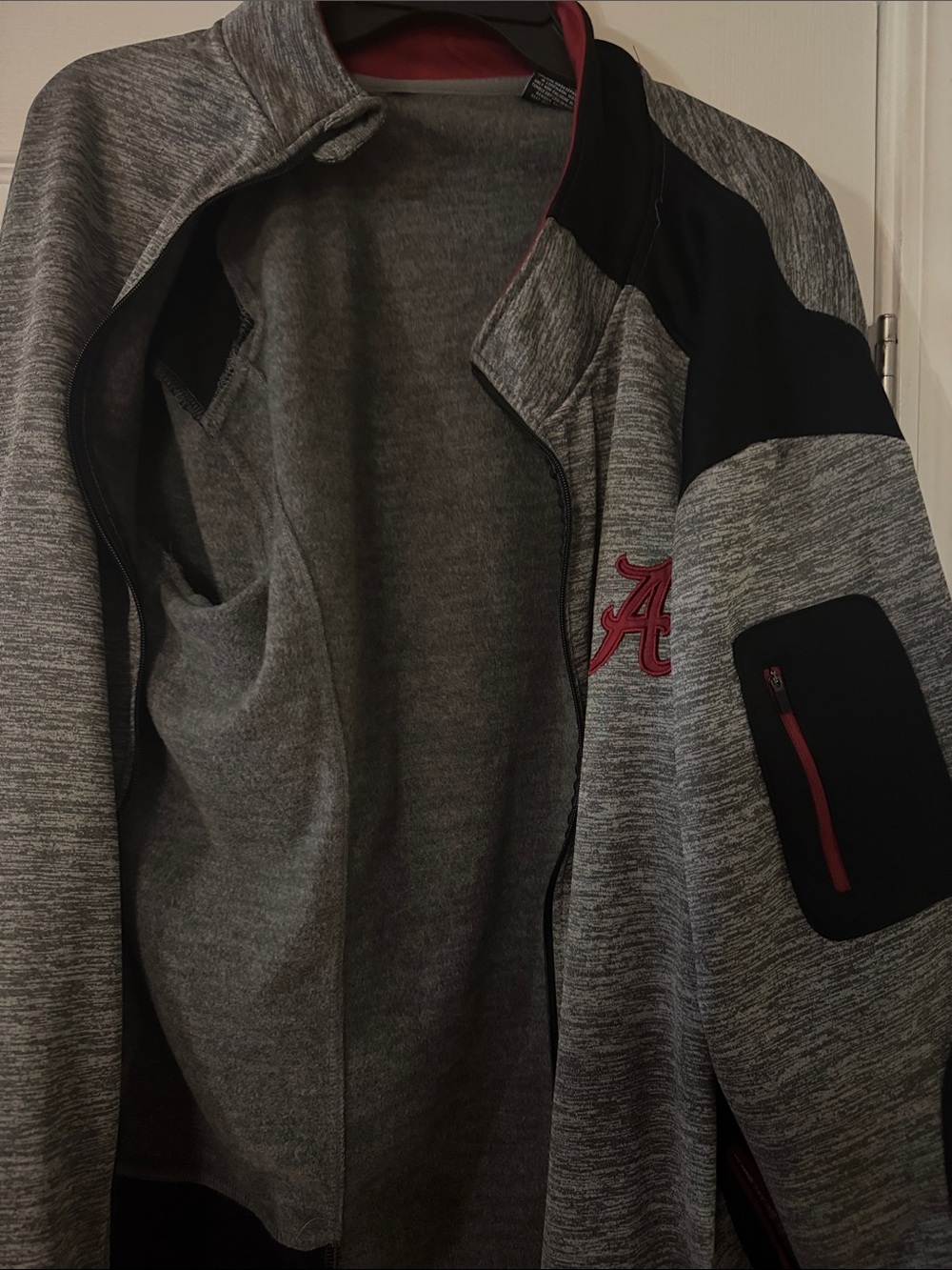 Colosseum Gray Fleece Jacket with Red Lining